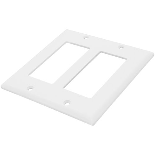 Main product image of 2-Gang Decorator & GFCI Wall Plate, Standard Size, Thermoset - White