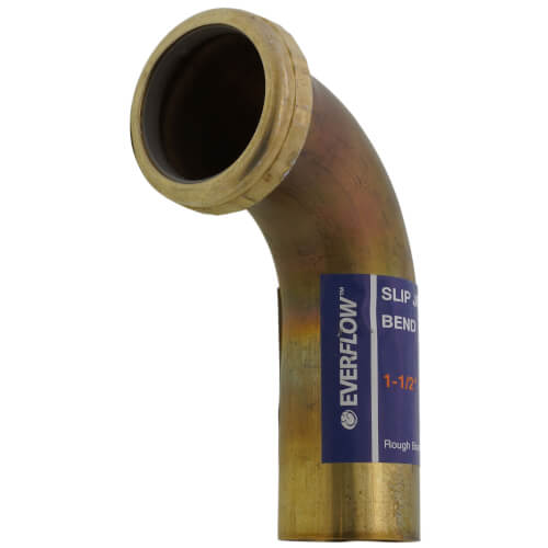 2194 Everflow 2194 11/2" x 4" Rough Brass Slip Joint Waste Bend, 22 GA w/ Nuts and Washers