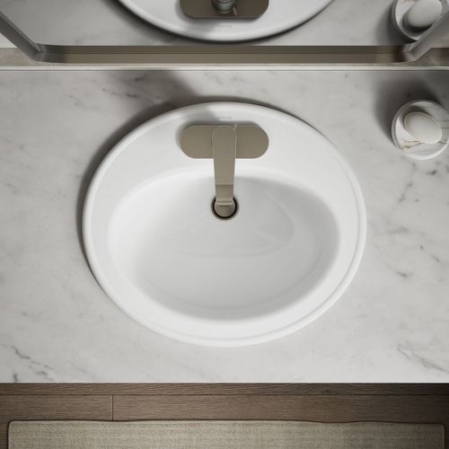 KOHLER K 2196 8 0 Pennington Self Rimming Bathroom Sink, White