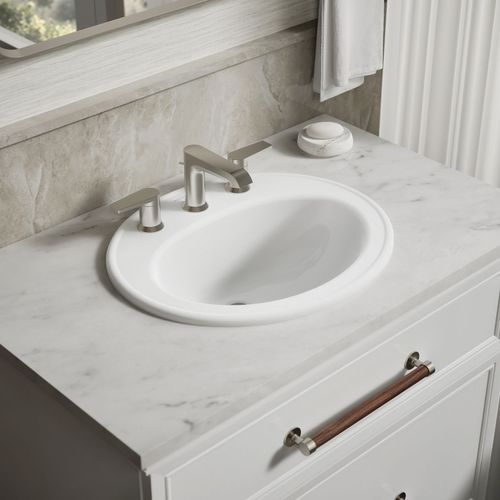 Main product image of Pennington 20-1/4" Drop-In Bathroom Sink for 8" Widespread Faucets (White), K-2196-8-0