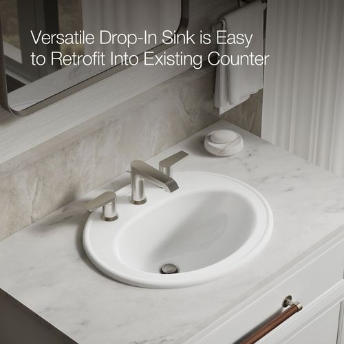 Main product image of Pennington 20-1/4" Drop-In Bathroom Sink for 8" Widespread Faucets (White), K-2196-8-0