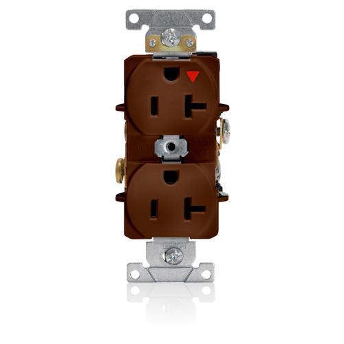 Main product image of Isolated Ground Duplex Receptacle Outlet,  Smooth Face, 20A, 125V Back or Side Wire, NEMA 5-20R, 2-Pole, 3-Wire, Self-Grounding (Brown)