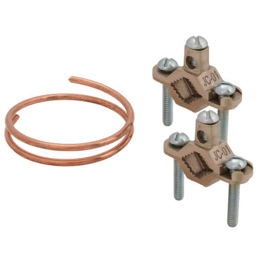 Main product image of 1/2" - 1" Bronze Grounding Clamp Kit w/ 12" 6g Wire