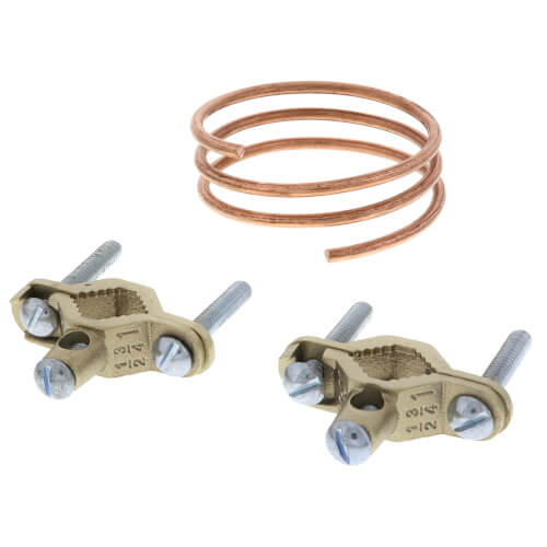 Main product image of 1/2" - 1" Bronze Grounding Clamp Kit w/ 24" 6g Wire