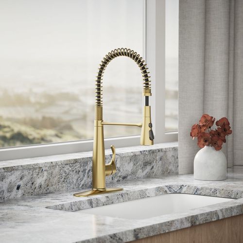 Main product image of Simplice Semi-Professional 1-Handle Pull Out Kitchen Faucet with Spray (Moderne Brass), K-22033-2MB