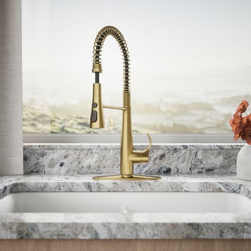 Main product image of Simplice Semi-Professional 1-Handle Pull Out Kitchen Faucet with Spray (Moderne Brass), K-22033-2MB