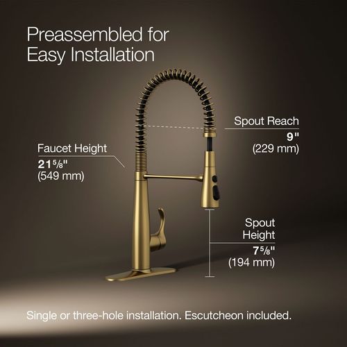Main product image of Simplice Semi-Professional 1-Handle Pull Out Kitchen Faucet with Spray (Moderne Brass), K-22033-2MB