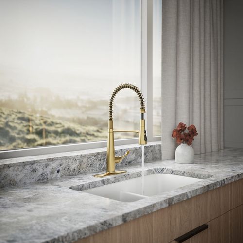 Main product image of Simplice Semi-Professional 1-Handle Pull Out Kitchen Faucet with Spray (Moderne Brass), K-22033-2MB
