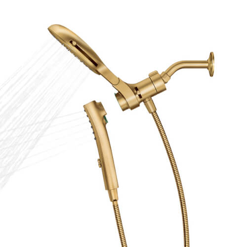 Verso 7" Diameter 8-Spray Pattern Spray Head w/ Handshower (Brushed Gold)