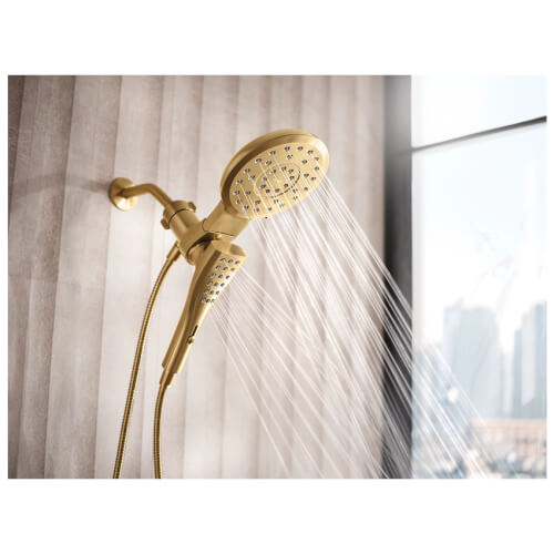 Verso 7" Diameter 8-Spray Pattern Spray Head w/ Handshower (Brushed Gold)