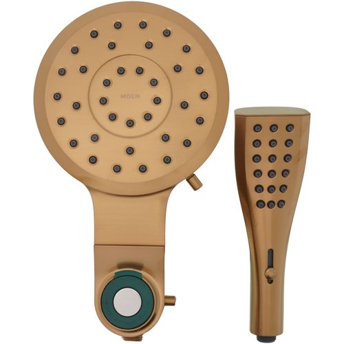 Verso 7" Diameter 8-Spray Pattern Spray Head w/ Handshower (Brushed Gold)