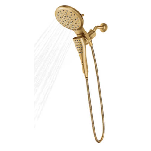 Verso 7" Diameter 8-Spray Pattern Spray Head w/ Handshower and Infinite Dial (Brushed Gold)