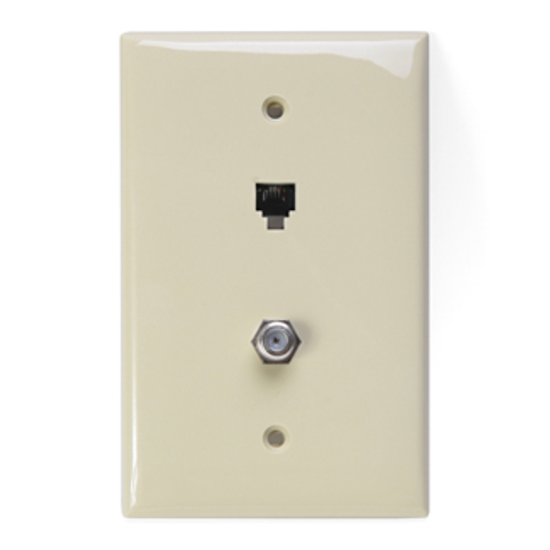 Main product image of Midsize Telephone/video Wall Jack, 6p4c X F (Ivory)