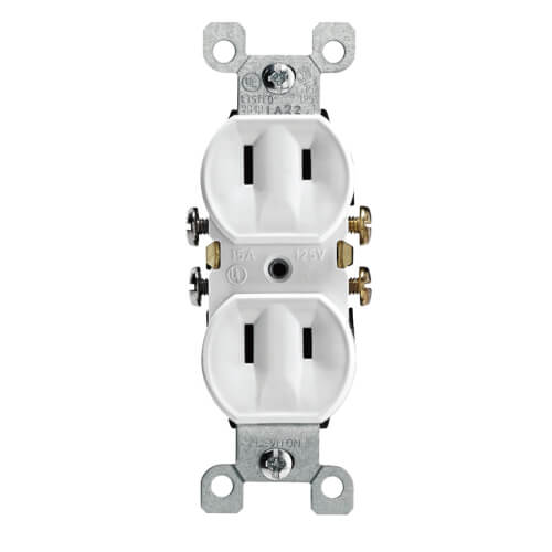 Main product image of Non-Grounding Residential-Grade Duplex Receptacle w/ Ears - White (1-15R, 15 Amp, 125V)