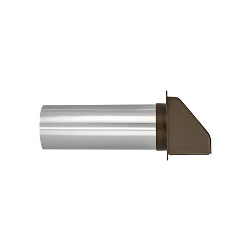 Main product image of 4" Brown Plastic Wall Exhaust Hood Vent w/ Spring Damper & Screen, Flat Flange, 11" Pipe