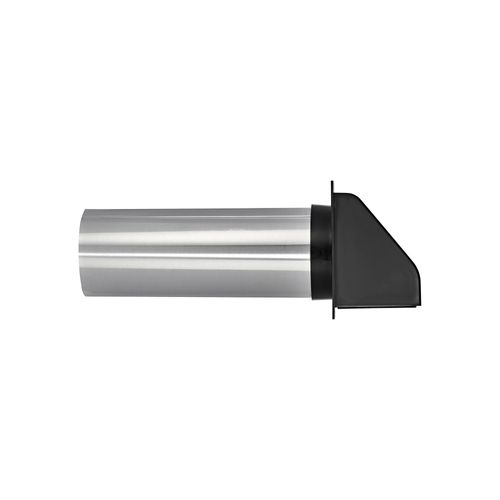 Main product image of 4" Black Plastic Wall Exhaust Hood Vent w/ Spring Damper & Screen, Flat Flange, 11" Pipe