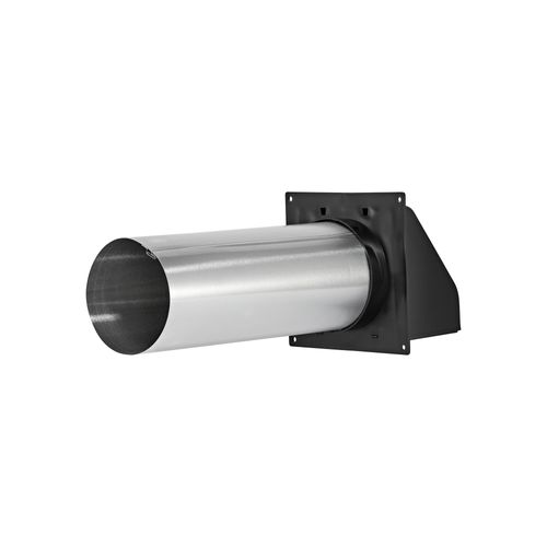 Main product image of 4" Black Plastic Wall Exhaust Hood Vent w/ Spring Damper & Screen, Flat Flange, 11" Pipe