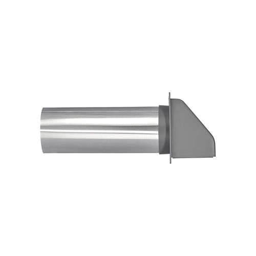 Main product image of 4" Gray Plastic Wall Exhaust Hood Vent w/ Spring Damper & Screen, Flat Flange, 11" Pipe