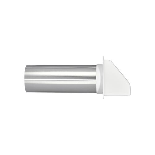 Main product image of 4" White Plastic Wall Exhaust Hood Vent w/ Spring Damper & Screen, Flat Flange, 11" Pipe