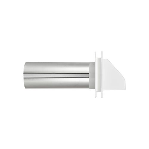 Main product image of 4" White Plastic Wall Exhaust Hood Vent w/ J-Channel, Spring Damper, Removable Screen, 11" Pipe