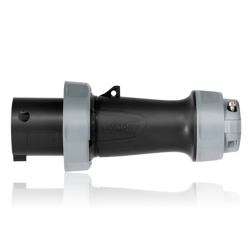 Main product image of 60A, 600V 3-Phase, 3P, 4W, LEV Series IEC 60309-1 & 60309-2 Pin & Sleeve Plug, IP66/IP67/IP68/IP69K, Watertight (Black)