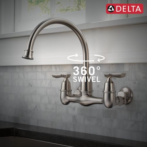 Corin 2 Handle Wall Mounted Kitchen Faucet (Stainless)