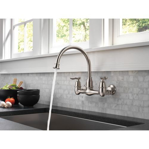 Corin 2 Handle Wall Mounted Kitchen Faucet (Stainless)