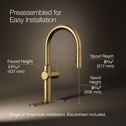Main product image of Crue 1-Handle Pull Down Kitchen Faucet (Moderne Brass), K-22972-2MB