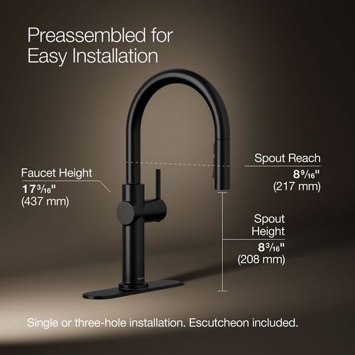 Main product image of Crue 1-Handle Pull Down Kitchen Faucet (Matte Black), K-22972-BL