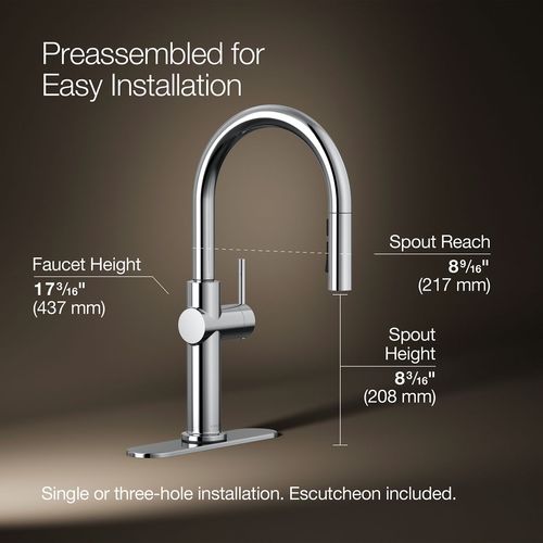 Main product image of Crue 1-Handle Pull Down Kitchen Faucet (Polished Chrome), K-22972-CP