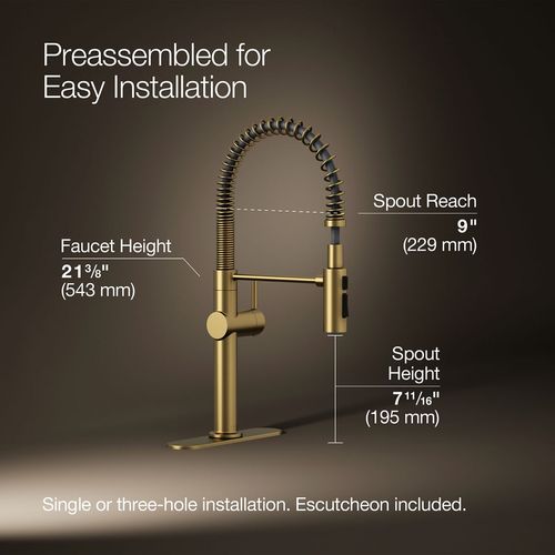 Main product image of Crue Semi-Professional 1-Handle Pull Down Kitchen Faucet (Moderne Brass), K-22973-2MB