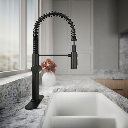 Main product image of Crue Semi-Professional 1-Handle Pull Down Kitchen Faucet (Matte Black), K-22973-BL