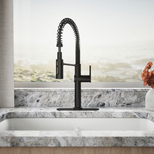 Main product image of Crue Semi-Professional 1-Handle Pull Down Kitchen Faucet (Matte Black), K-22973-BL