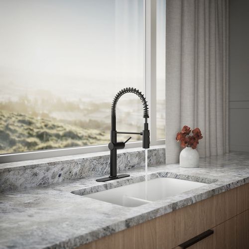 Main product image of Crue Semi-Professional 1-Handle Pull Down Kitchen Faucet (Matte Black), K-22973-BL