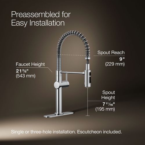 Main product image of Crue Semi-Professional 1-Handle Pull Down Kitchen Faucet (Polished Chrome), K-22973-CP