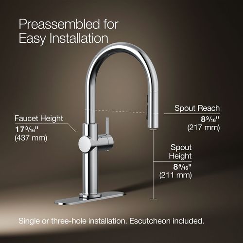 Main product image of Crue Touchless Pull Down Kitchen Faucet (Polished Chrome), K-22974-CP