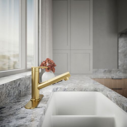 Main product image of Crue 1-Handle Pull Out Kitchen Faucet (Moderne Brass), K-22976-2MB