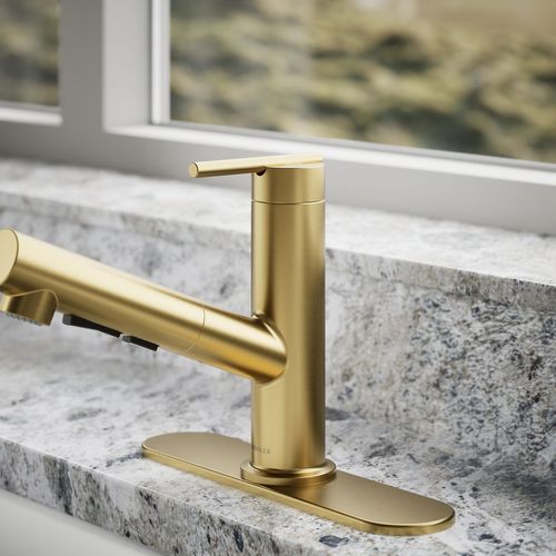Main product image of Crue 1-Handle Pull Out Kitchen Faucet (Moderne Brass), K-22976-2MB
