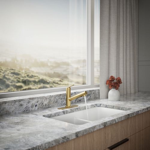 Main product image of Crue 1-Handle Pull Out Kitchen Faucet (Moderne Brass), K-22976-2MB