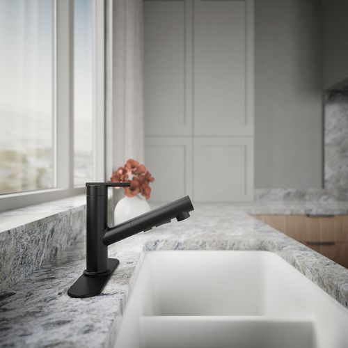 Main product image of Crue 1-Handle Pull Out Kitchen Faucet (Matte Black), K-22976-BL
