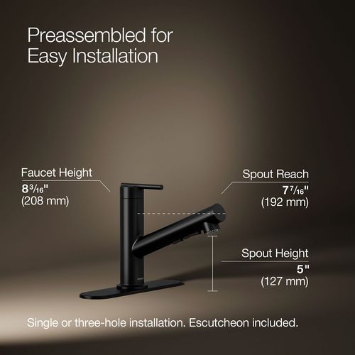Main product image of Crue 1-Handle Pull Out Kitchen Faucet (Matte Black), K-22976-BL