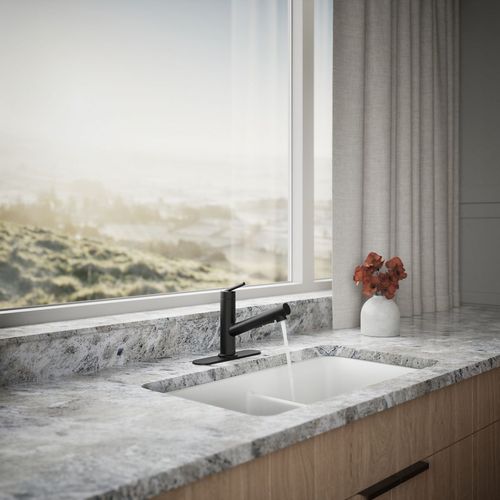 Main product image of Crue 1-Handle Pull Out Kitchen Faucet (Matte Black), K-22976-BL