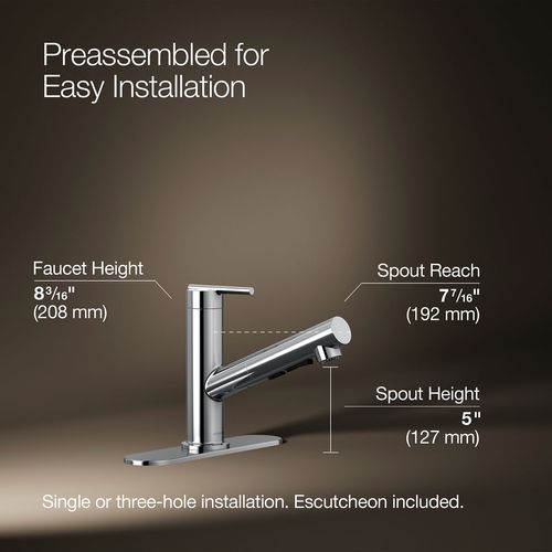 Main product image of Crue 1-Handle Pull Out Kitchen Faucet (Polished Chrome), K-22976-CP