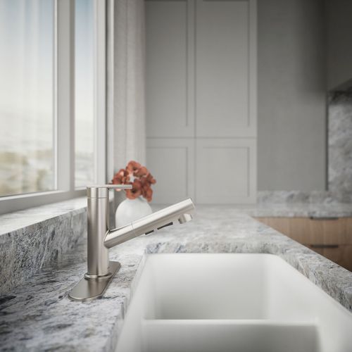 Main product image of Crue 1-Handle Pull Out Kitchen Faucet (Stainless Steel), K-22976-VS