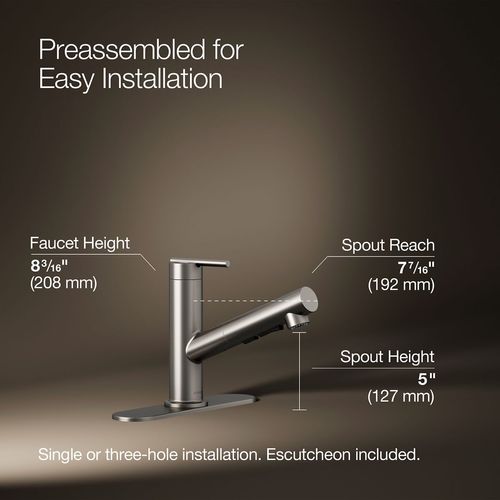 Main product image of Crue 1-Handle Pull Out Kitchen Faucet (Stainless Steel), K-22976-VS