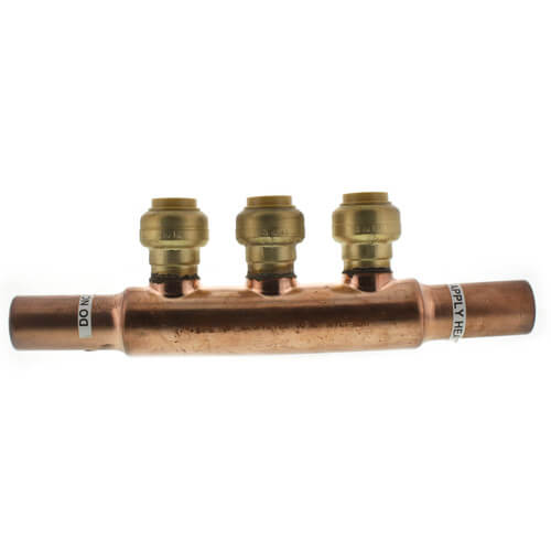Main product image of 3/4" Open Copper Manifold w/ 1/2" Sharkbite Outlets (3 Outlets)