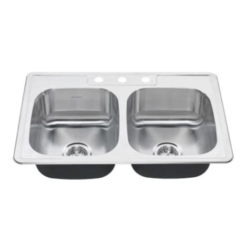 Main product image of Colony 33" x 22" Stainless Steel 3-Hole Top Mount Double-Bowl ADA Kitchen Sink (Stainless Steel)