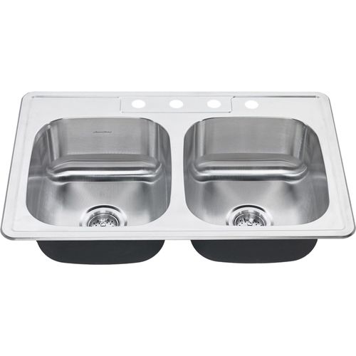 Main product image of Colony 33" x 22" Stainless Steel 4-Hole Top Mount Double-Bowl ADA Kitchen Sink (Stainless Steel)