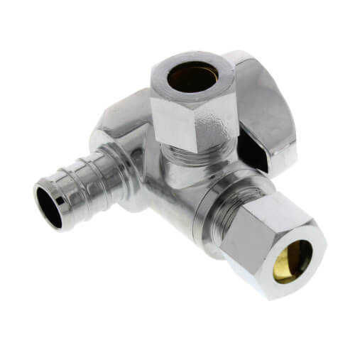 Main product image of 1/2" x 3/8" Compression 1/4 Turn Sharkbite Tee Stop (Lead Free)
