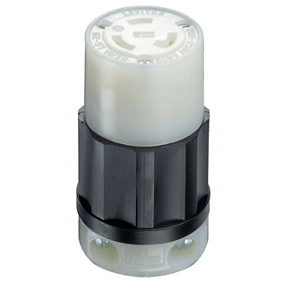 Main product image of Industrial Grade Locking Connector, 20A, 2P, NEMA L6-20R - Black/White (250V)